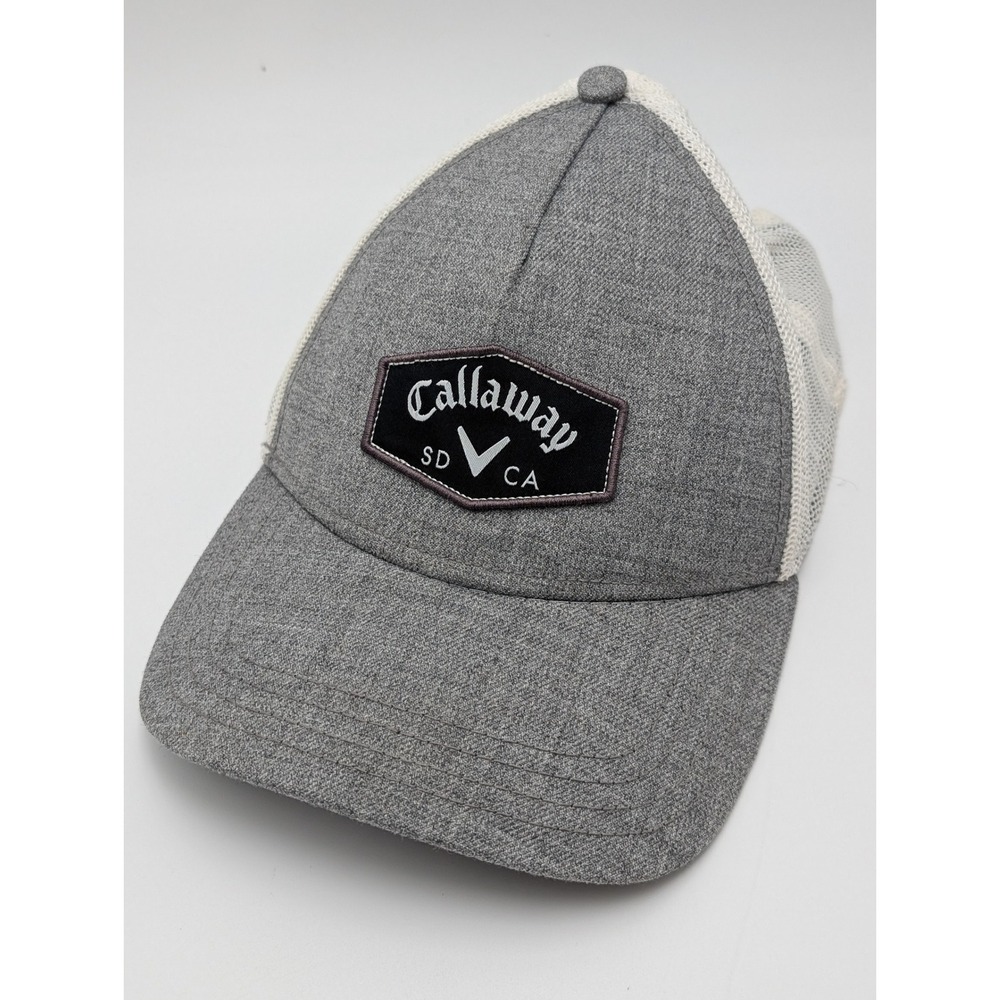 Callaway Trucker Hat Mens OSFM Gray White SD CA Patch Snapbackβ Golf Mesh Cap